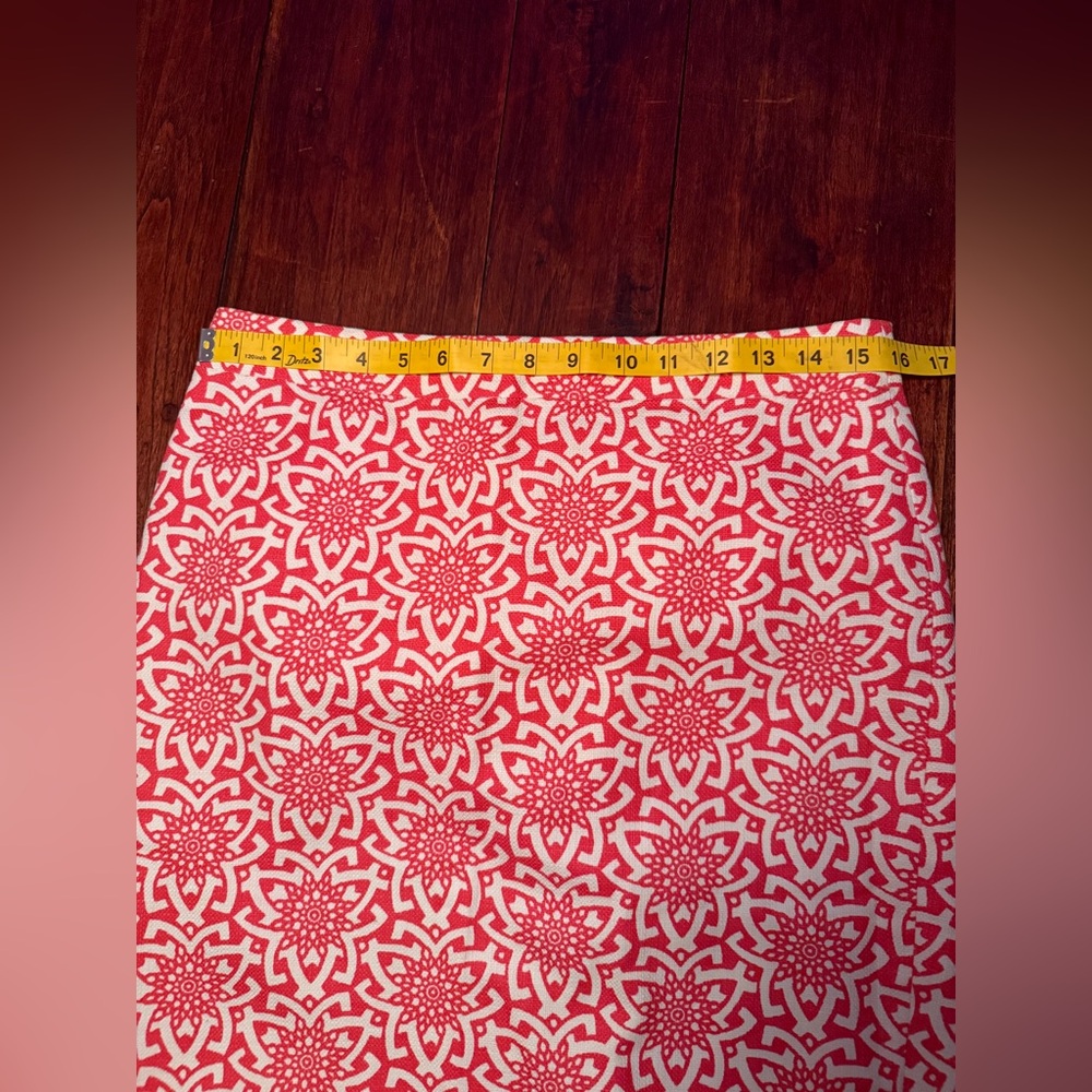 J Crew Basketweave pencil skirt CORAL LINEN Skirt Lined Back Slit Size 4 - Picture 12 of 14